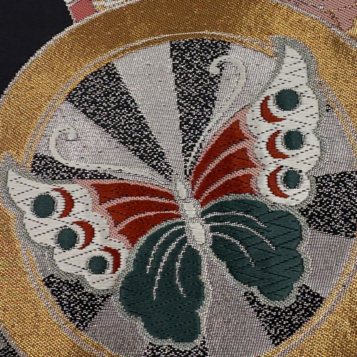 【美品】振袖禮服 身長158cm 袖長67cm M 雙層 袋帶全套 草花紋紋 手鞠 金銀彩 漸層 紅 純蠶絲 優品級