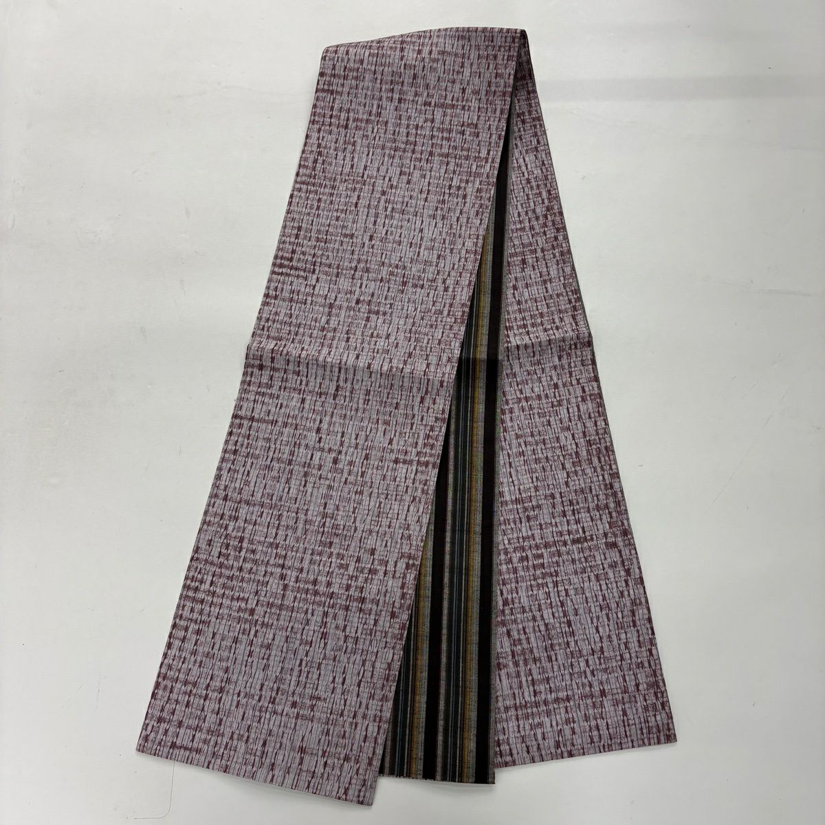 【美品】 小紋 身長160cm 袖長68cm L 雙層 袋帶套裝 ますいわ屋 變化市松樹 菊花花 黑灰 純蠶絲 優品級