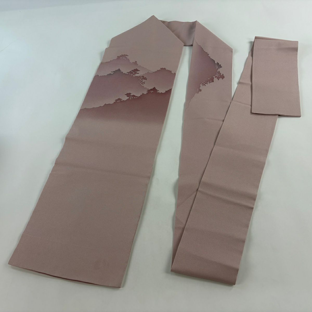 名古屋帶 優品級 山 輪廓 粉紅 純蠶絲