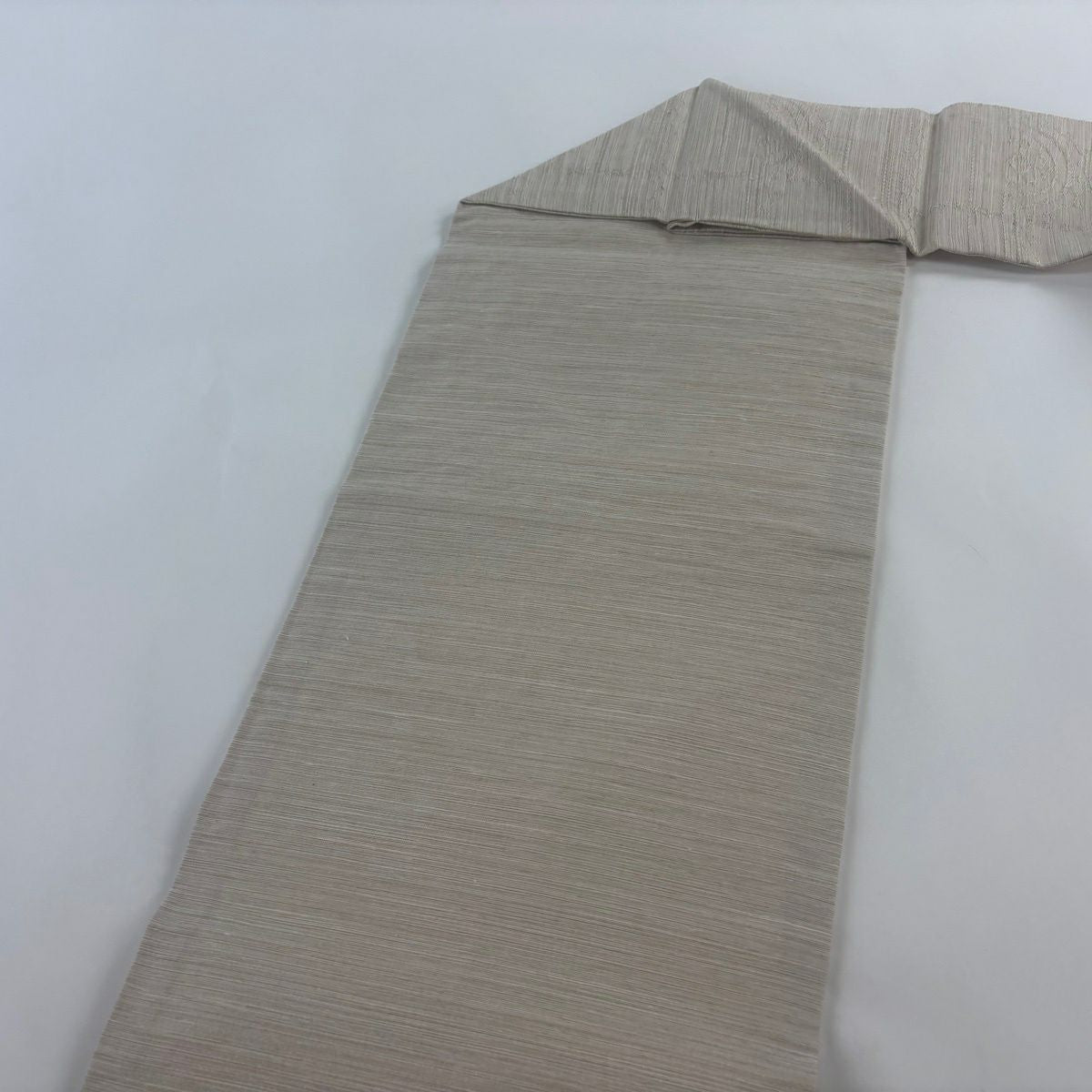 【美品】 名古屋帶 優品級 幾何圖案 米色 純蠶絲