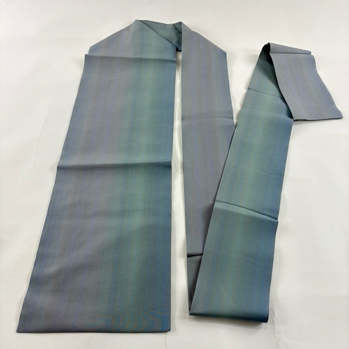 【美品】 名古屋帶 優品級 縞 薄紫 純蠶絲