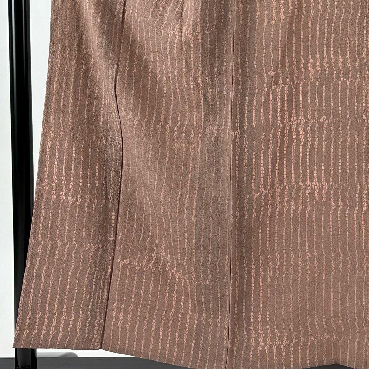 小紋 身長153.5cm 袖長65cm M 單層 縱條 幾何學 小豆色 純蠶絲 優品級