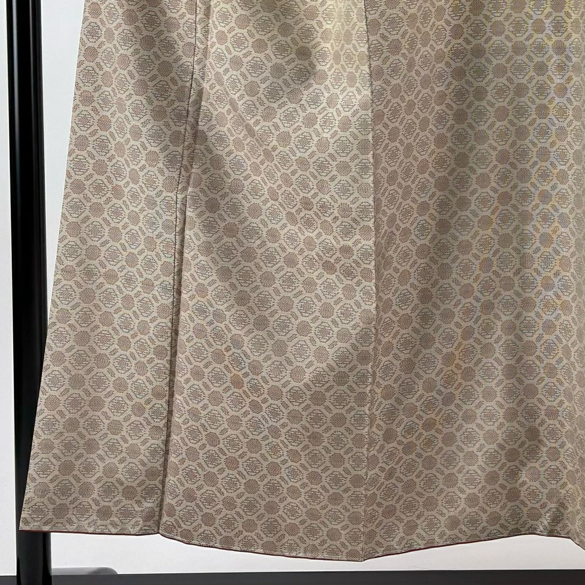 【美品】 紬織 身長153.5cm 袖長64cm M 雙層 幾何學 薄茶 純蠶絲 優品級