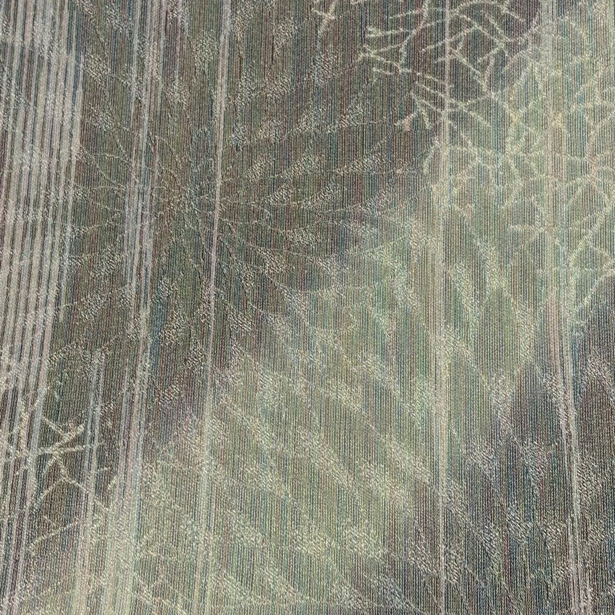 【美品】 袋帶 秀品級 菊花 幾何學 金銀線 灰紫 全通 純蠶絲