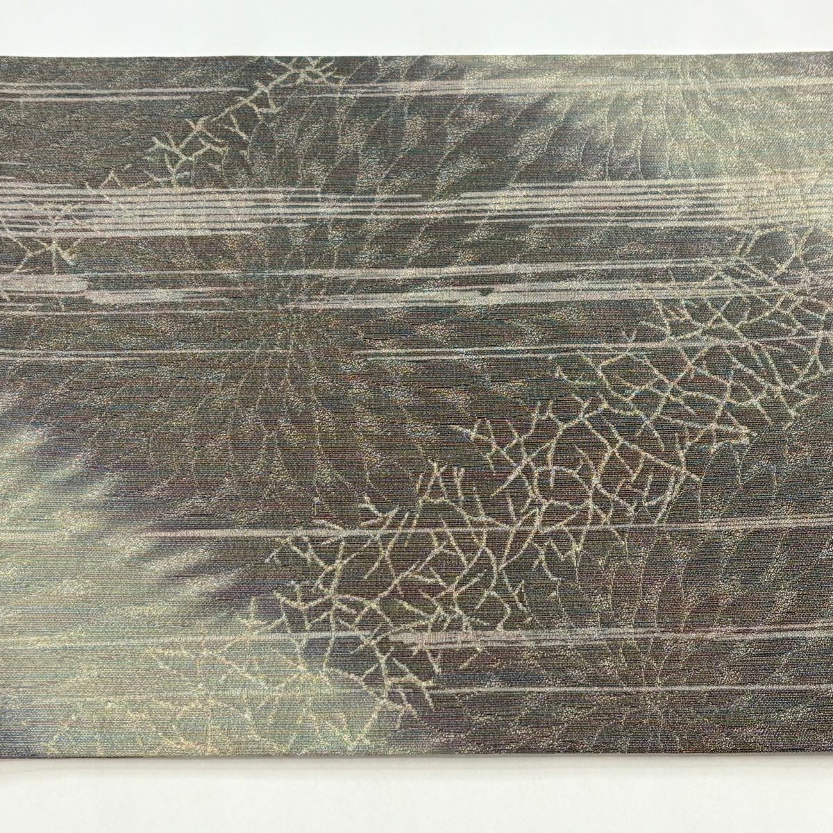 【美品】 袋帶 秀品級 菊花 幾何學 金銀線 灰紫 全通 純蠶絲