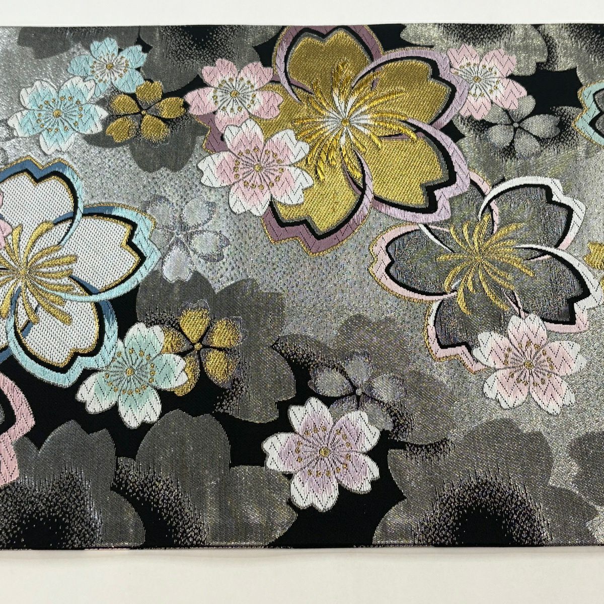 【美品】 袋帶 秀品級 振袖禮服禮服用 櫻花 唐織 金銀線 銀色 全通 純蠶絲