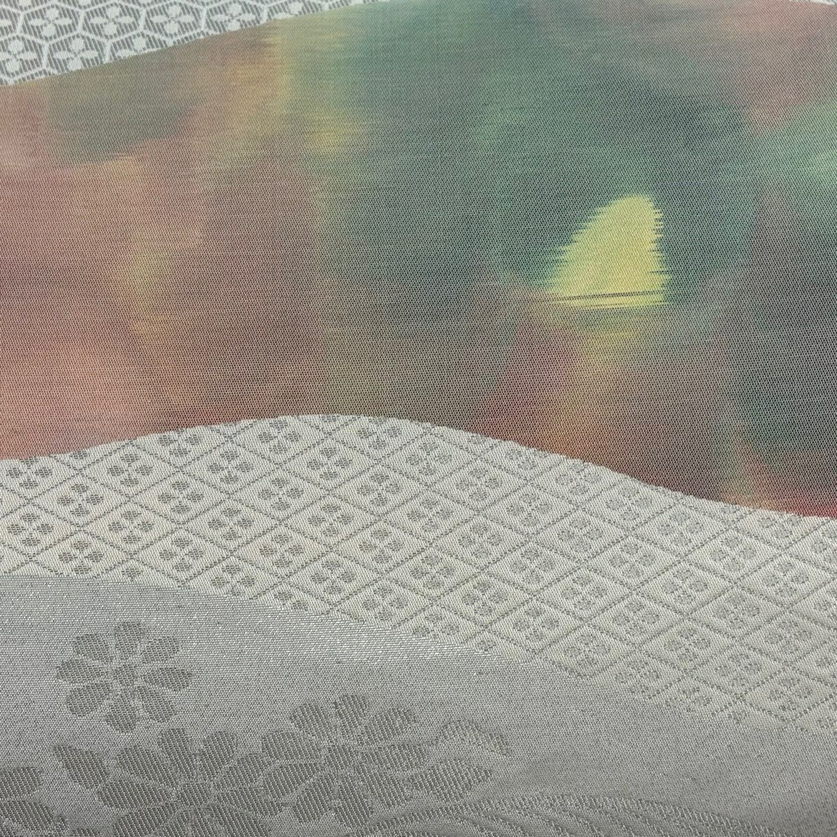 【美品】 袋帶 秀品級 龜甲 菊花 金銀彩 銀 六通 純蠶絲