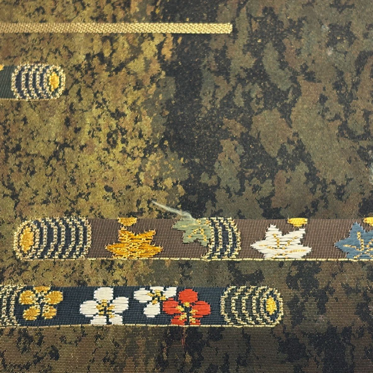 袋帶 秀品級 笛 梅花 金絲 金金箔 金茶 六通 純蠶絲