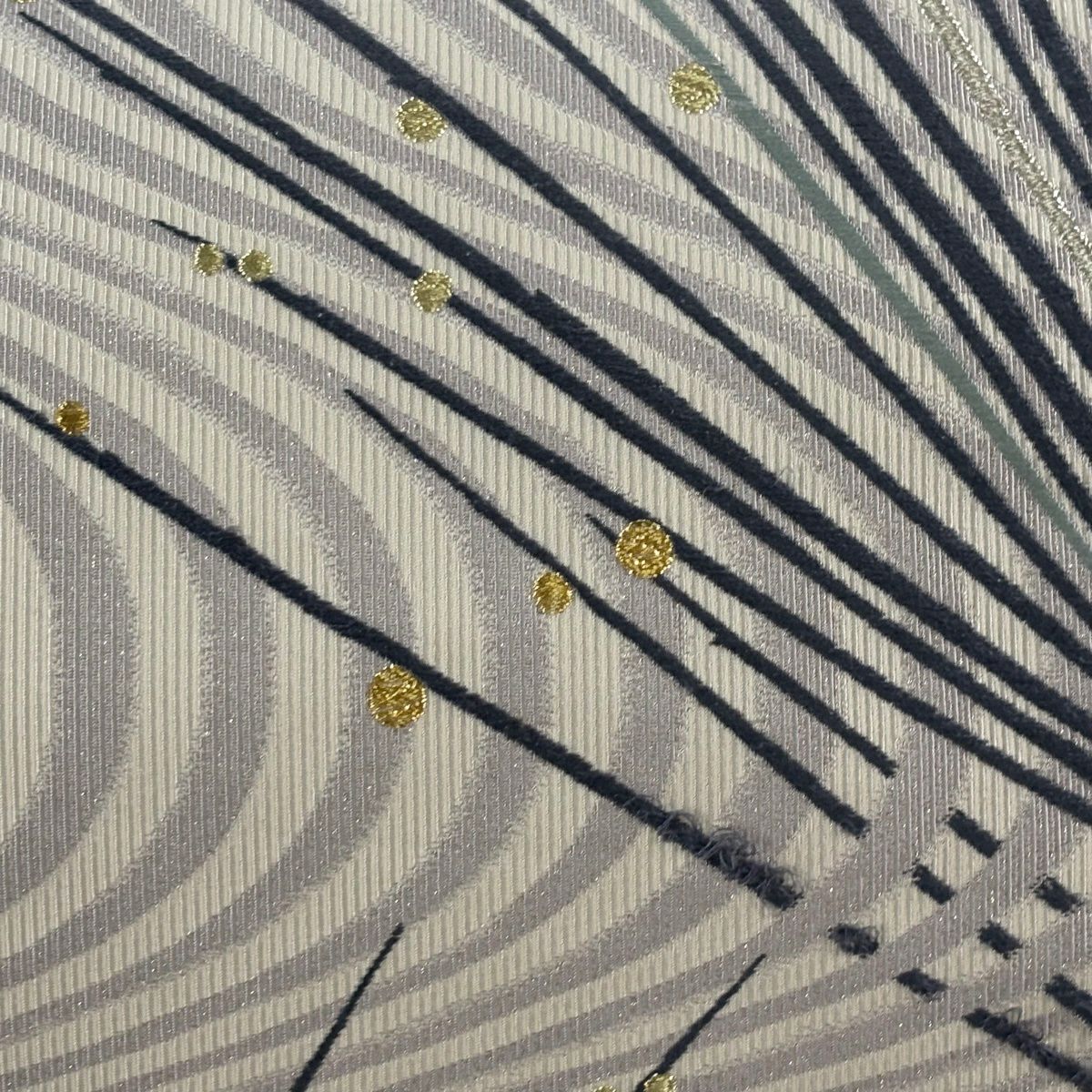 袋帶 秀品級 蕾 斜條 金絲 刺繡 奶油 六通 純蠶絲