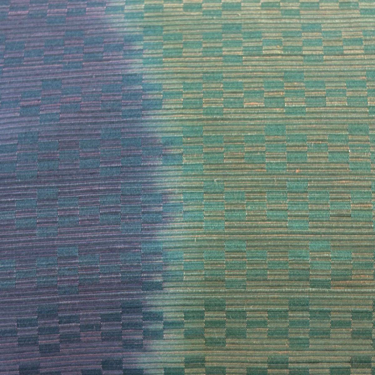 【美品】 袋帶 秀品級 紬織織 大和 幾何圖案 條紋 漸變 深綠 全通 純蠶絲