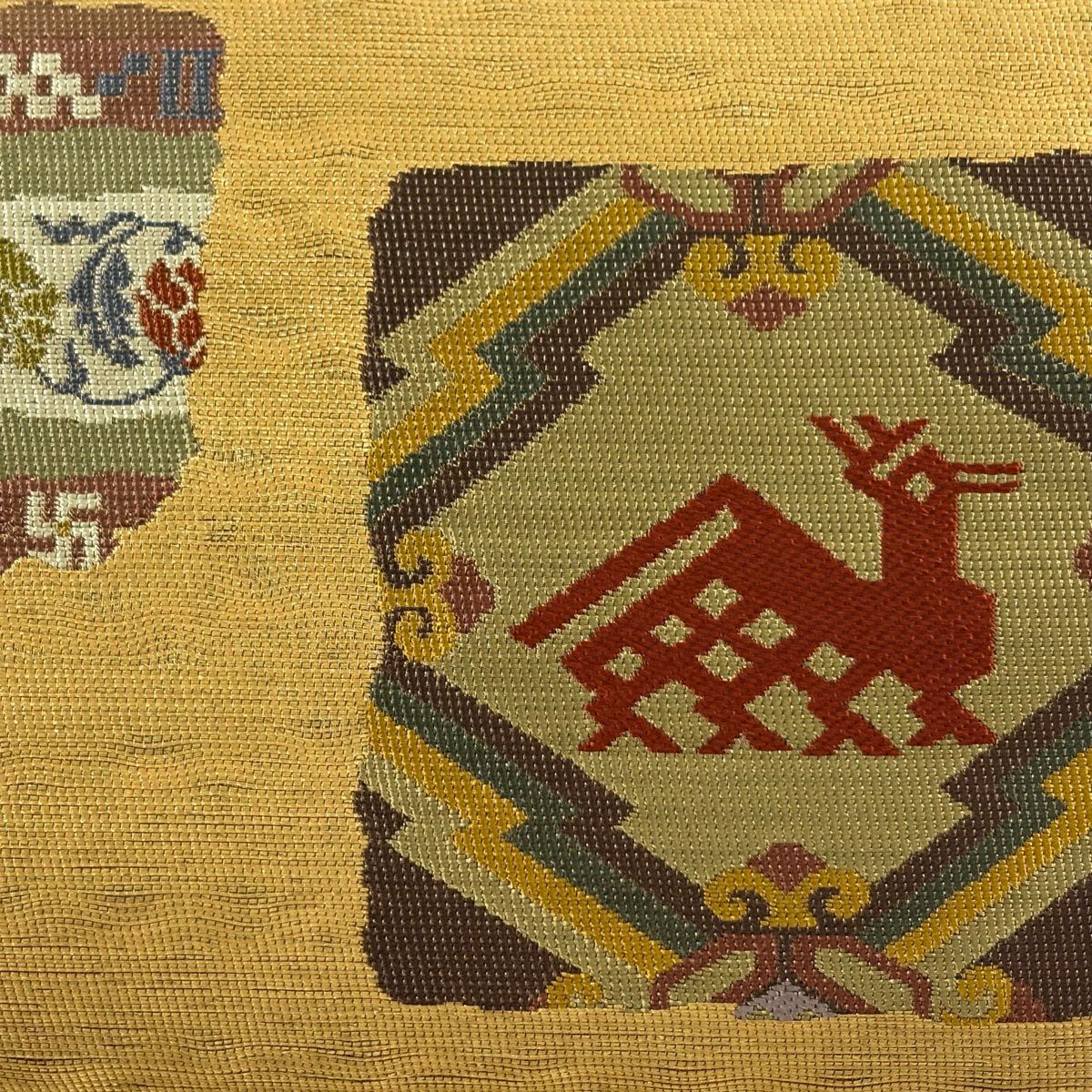 【美品】 袋帶 秀品級 有栖川 荒磯 金絲 金金箔 金 六通 純蠶絲