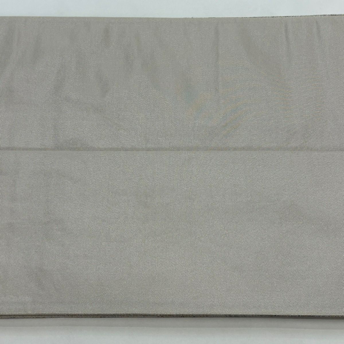 【美品】 袋帶 秀品級 格子 縞 金金箔 灰色 全通 純蠶絲