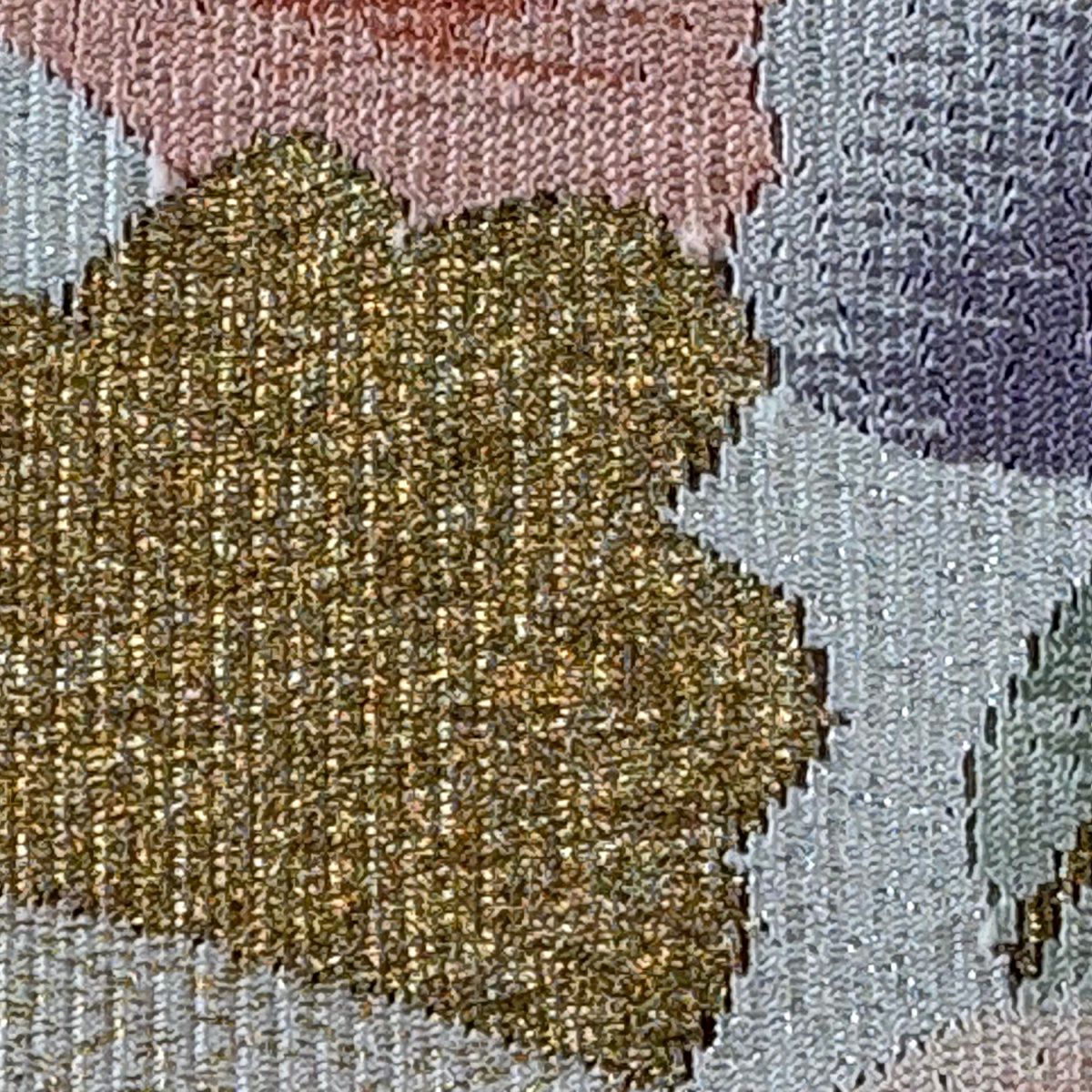 名古屋帶 秀品級 松樹葉仕立 八寸名古屋帶 扇子面 草花紋 金銀彩 奶油色 純蠶絲