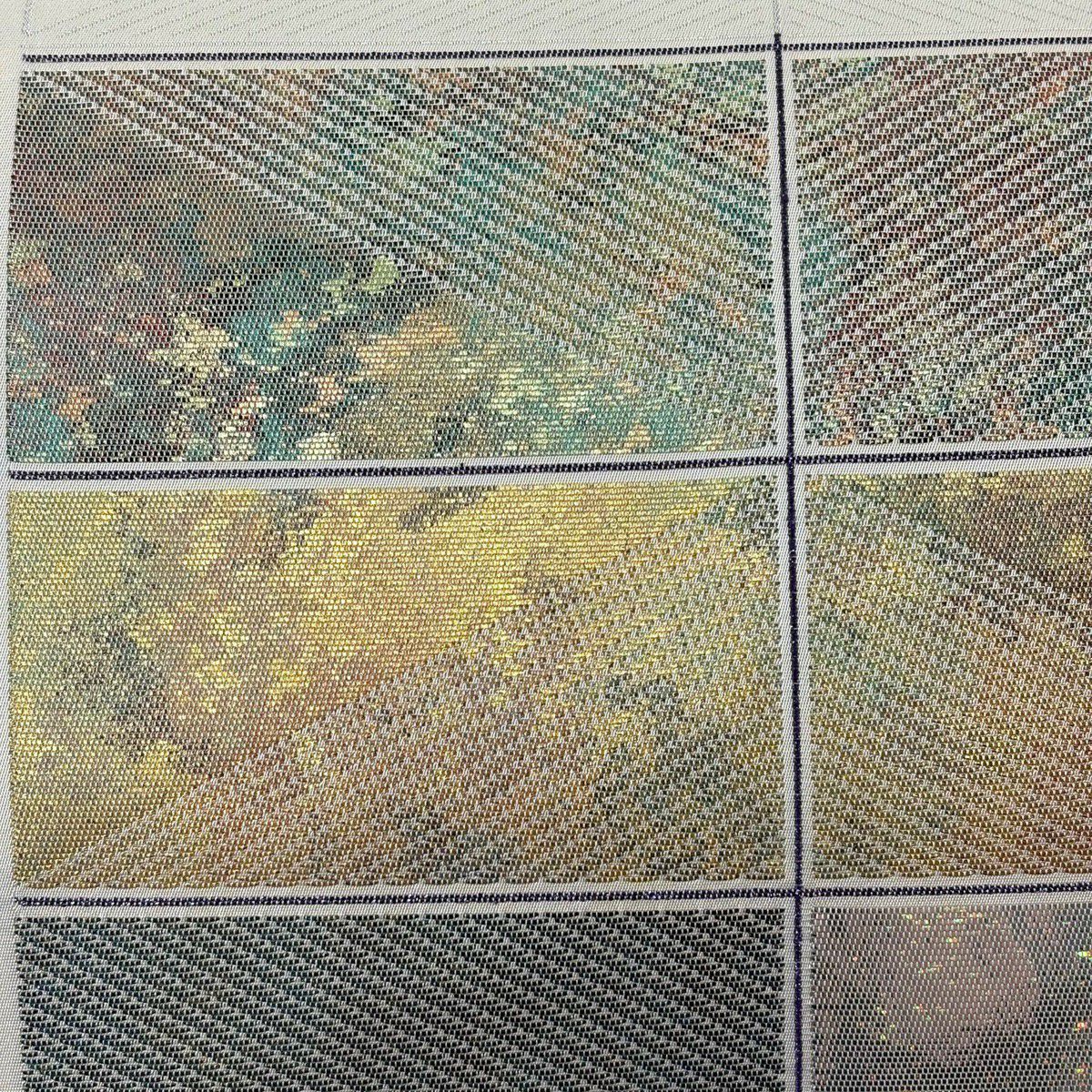 名古屋帶 秀品級 斜條 幾何圖案 金金箔 奶油色 純蠶絲