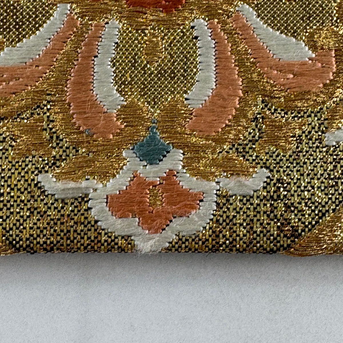 袋帶 秀品級 格天井 華紋 金絲 金金箔 金 六通 純蠶絲