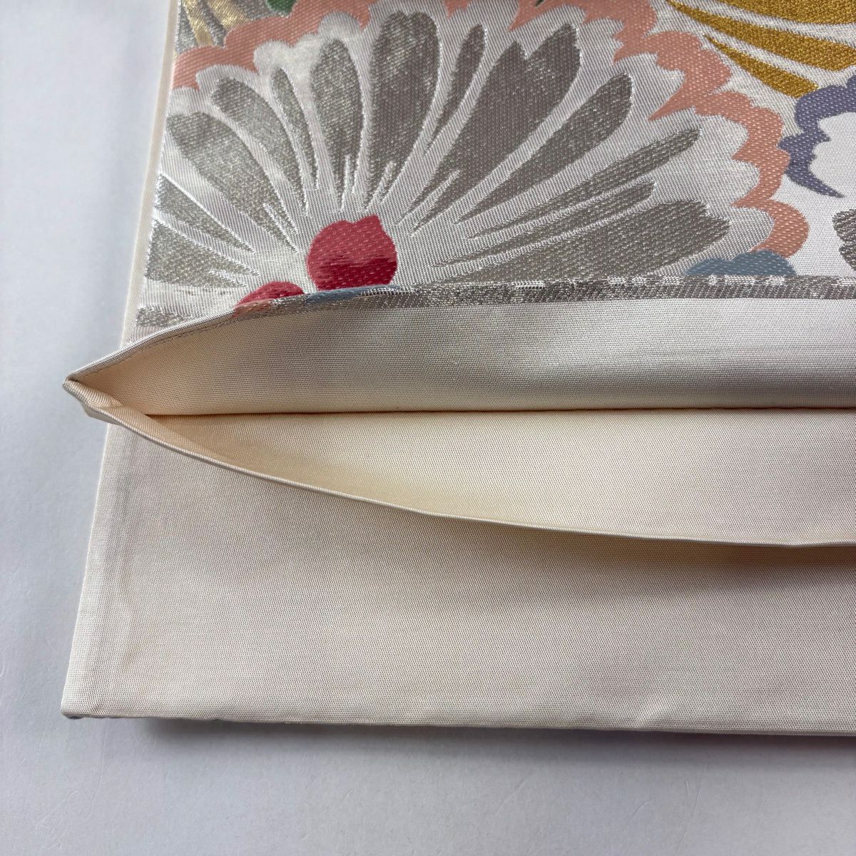 袋帶 秀品級 花紋 金銀絲 金金箔 銀 六通 純蠶絲