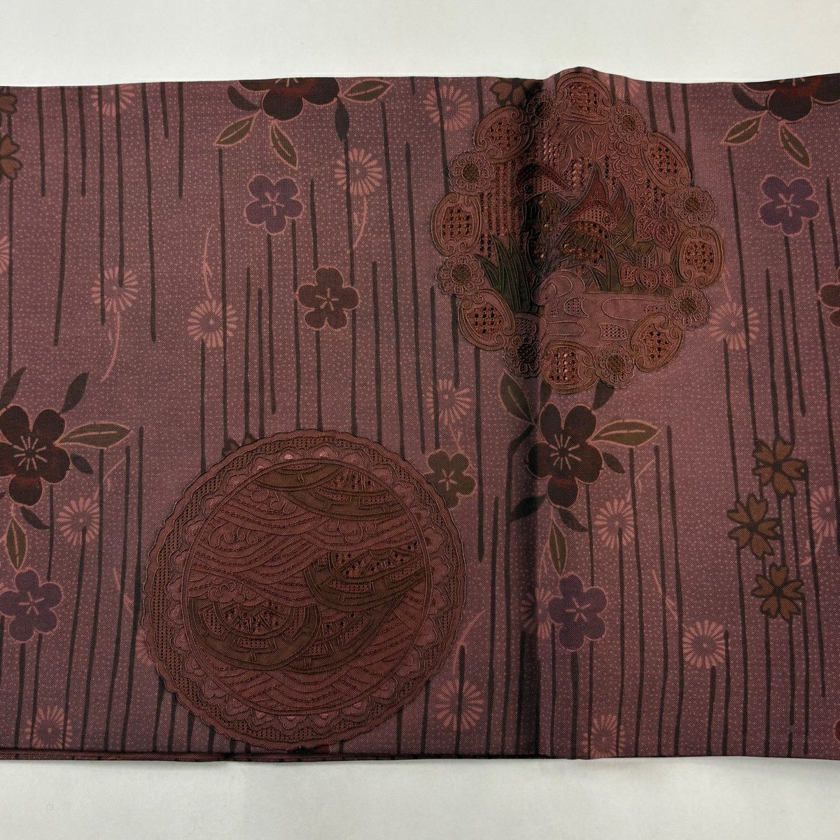 袋帶 秀品級 證書齊全 鴛鴦 波紋 刺繡 紅紫 お太鼓圖案 純蠶絲