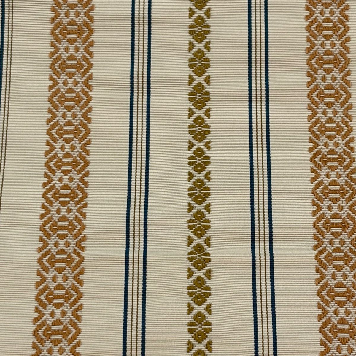 【美品】 名古屋帶 優品級 八寸名古屋帶 隧道仕立 縞 幾何圖案 米色 純蠶絲