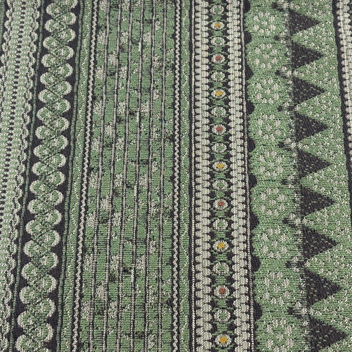 【美品】 名古屋帶 優品級 八寸名古屋帶 松樹葉仕立 雜紋 幾何圖案 金線 綠色 純蠶絲