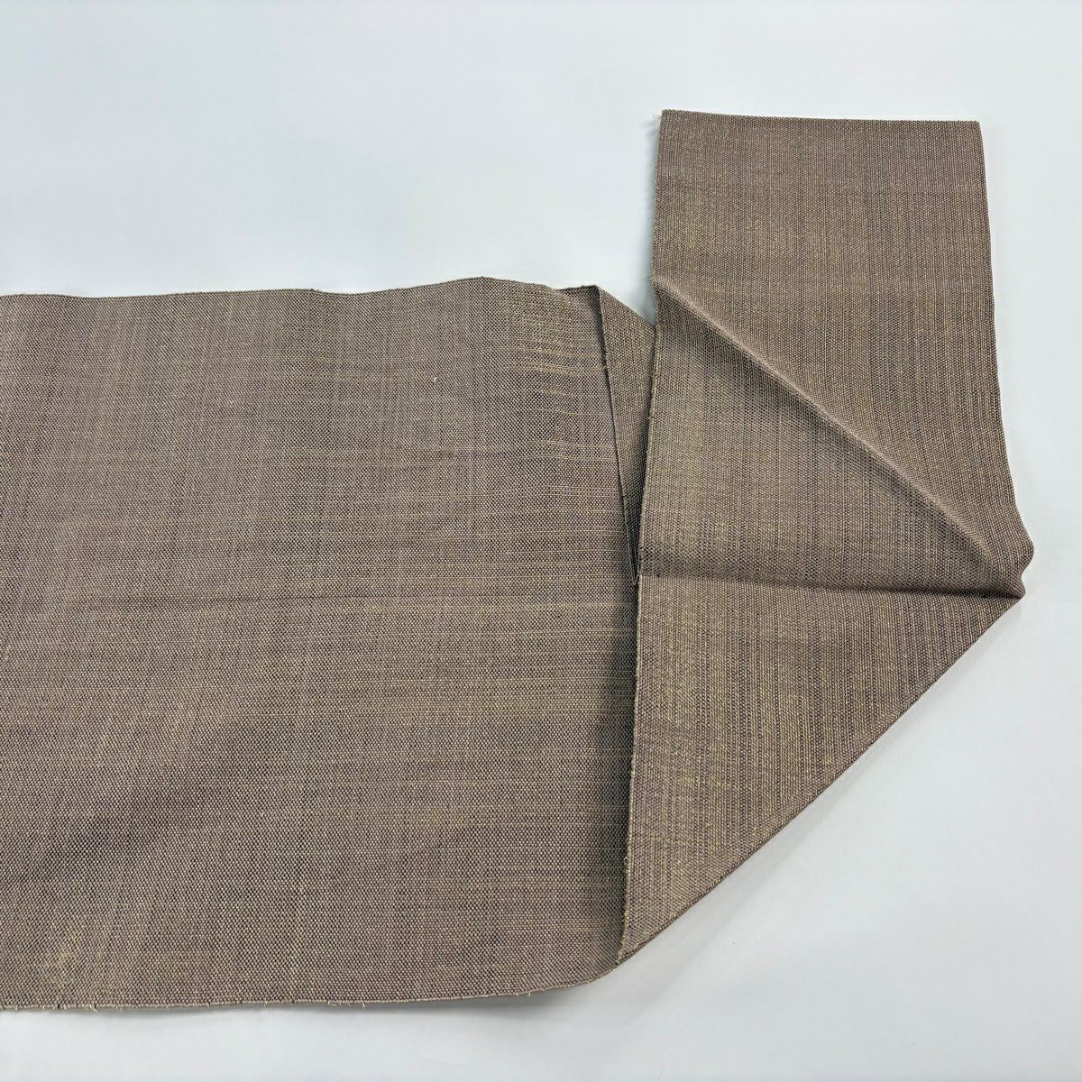 【美品】 名古屋帶 優品級 八寸名古屋帶 松樹葉仕立 雜色仕立 幾何圖案 金線 淺茶 純蠶絲