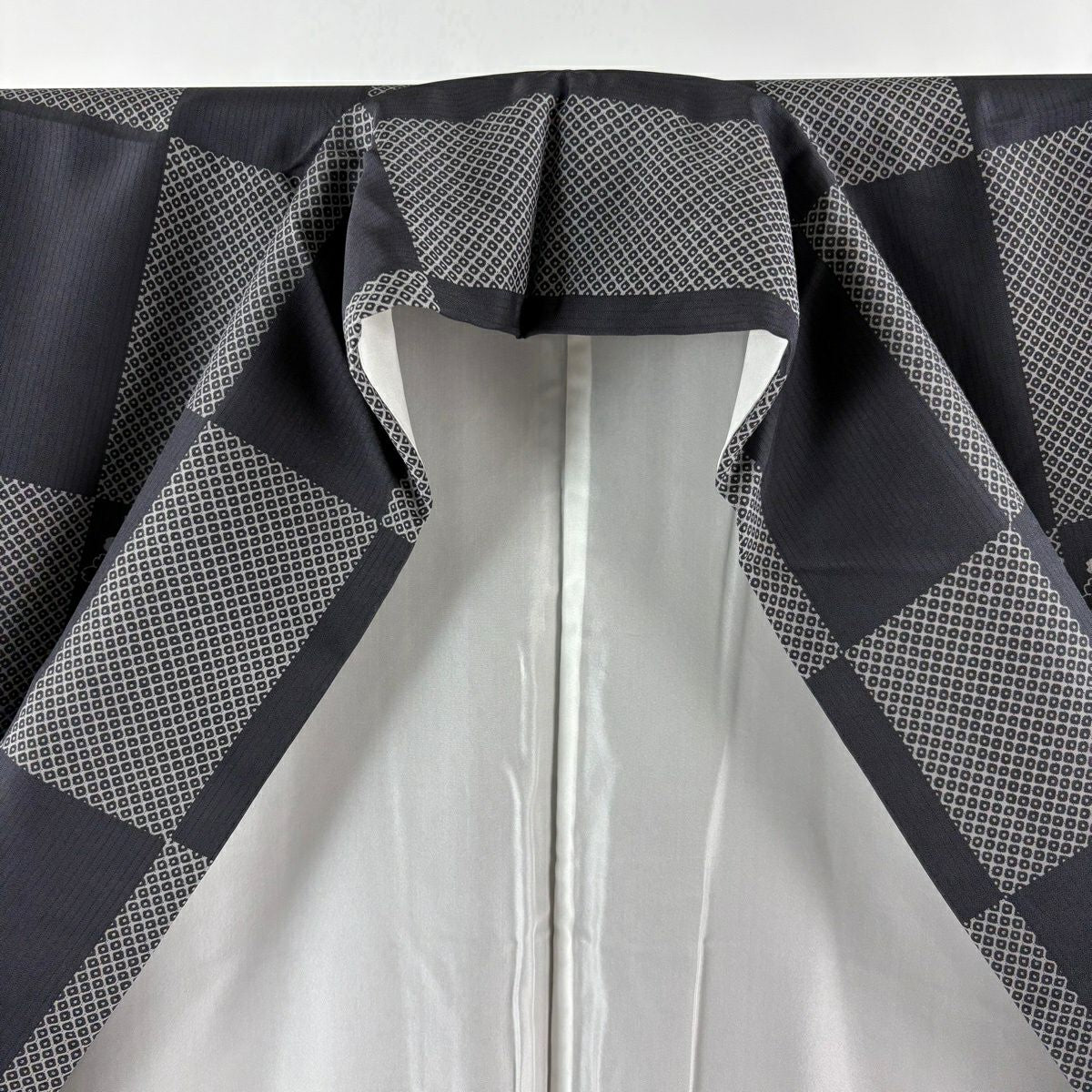 【美品】 付下 身長162cm 袖長67cm M 雙層 袋帶套裝 附落款 櫻花 松樹梅花 漸層 黑灰 純蠶絲 名品級