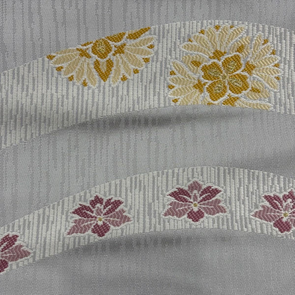 【美品】 付下 身長162cm 袖長67cm M 雙層 袋帶套裝 附落款 櫻花 松樹梅花 漸層 黑灰 純蠶絲 名品級