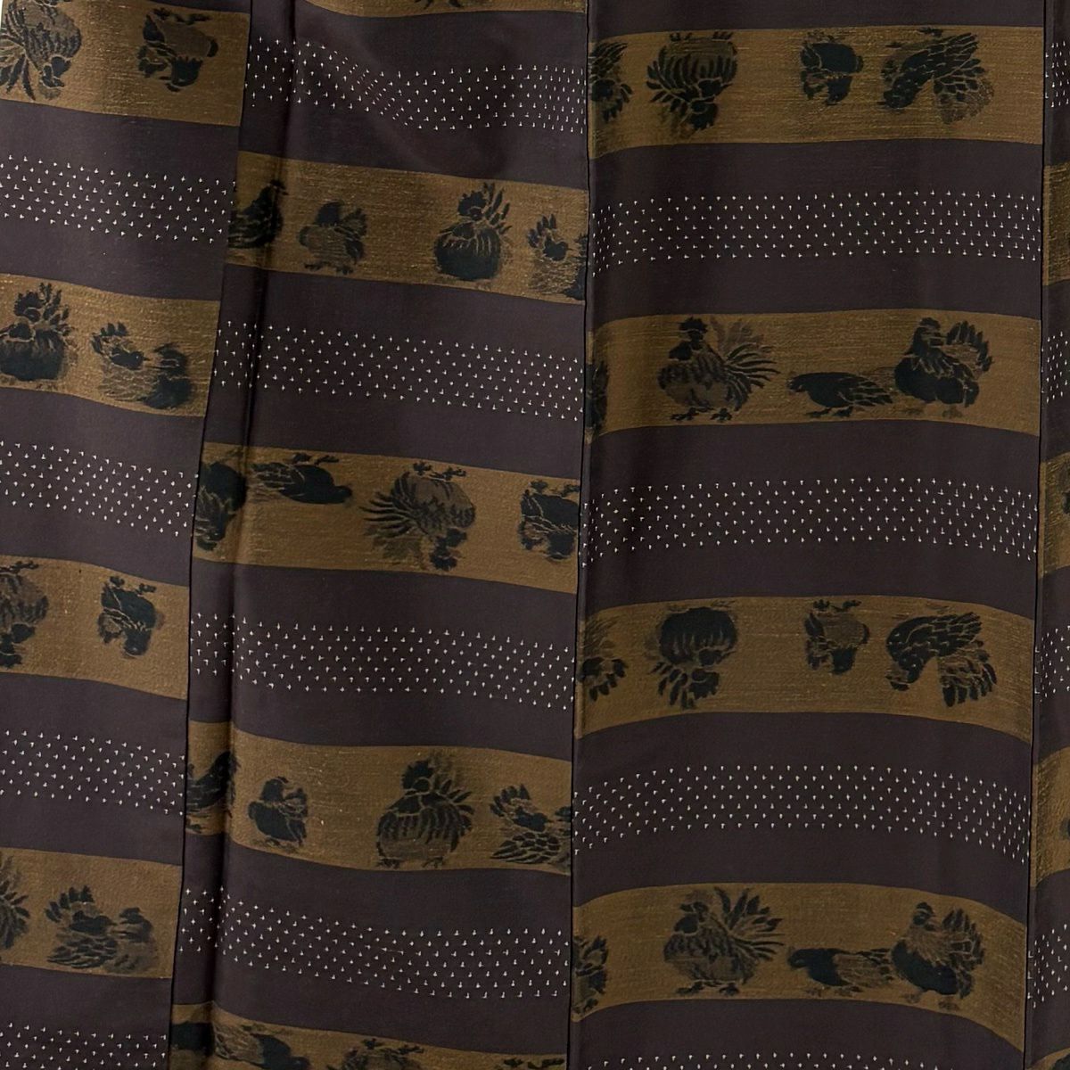 【美品】 紬織 身長154cm 袖長64cm M 雙層 鳥 段紋 焦茶 純蠶絲 秀品級