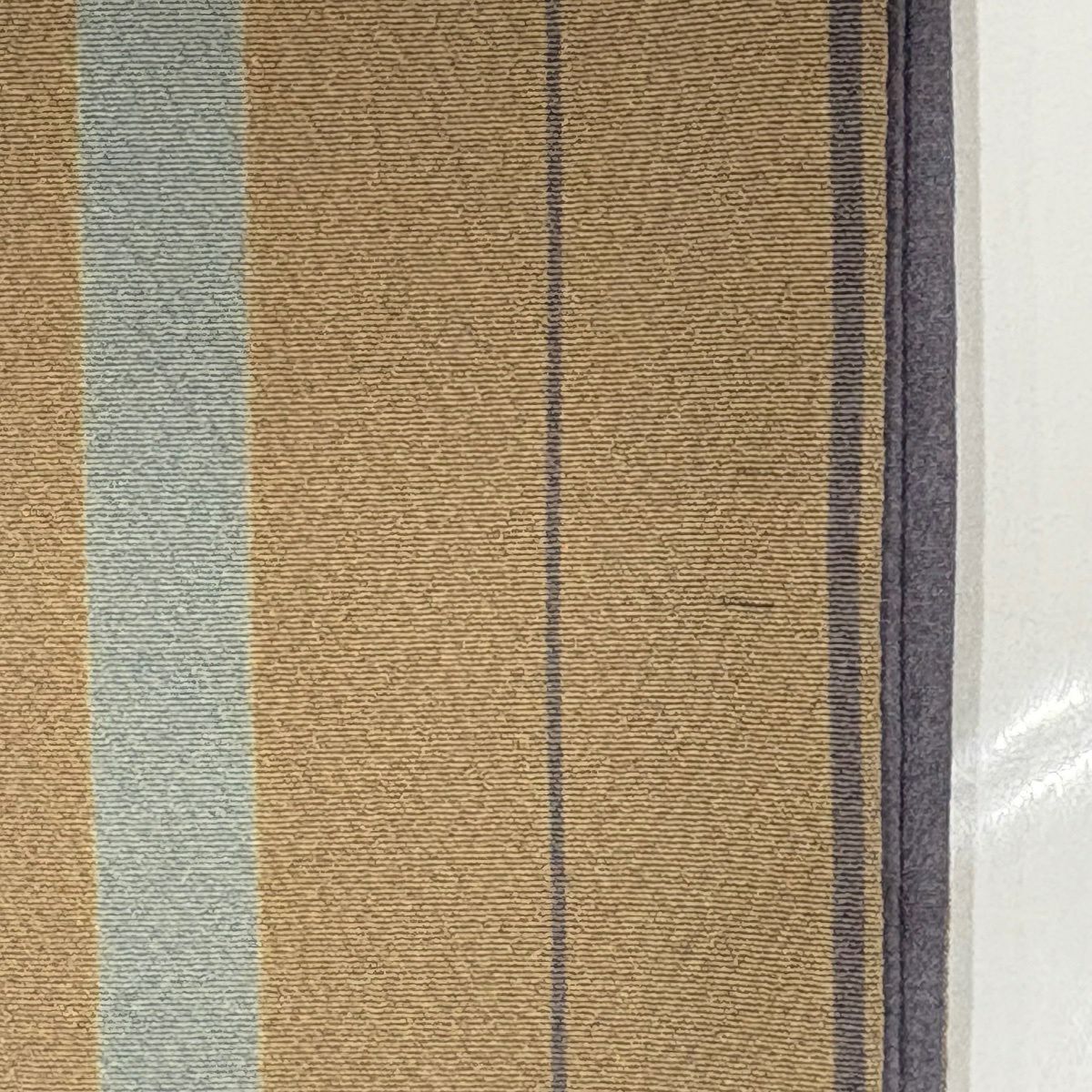 【美品】 小紋 身長166cm 袖長64.5cm M 雙層 撫松樹庵 可洗和服 櫻花 細條 薄茶 化纖 秀品級