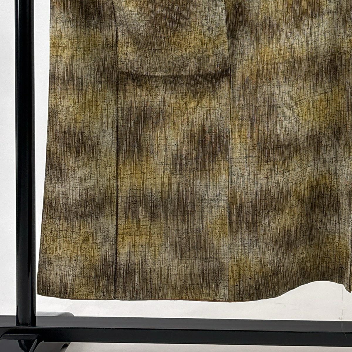 【美品】 紬織 身長151.5cm 袖長65cm M 雙層 條紋 幾何圖案 灰茶 純蠶絲 優品級