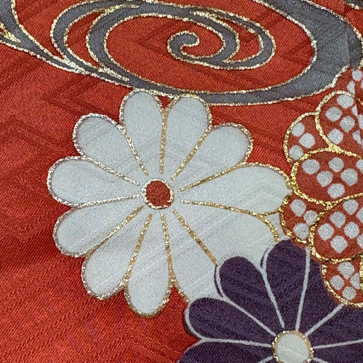振袖禮服 身長161.5cm 袖長65.5cm M 雙層 御所車 松樹竹子梅花 金糸 金銀彩 淺粉色 純蠶絲 優品級