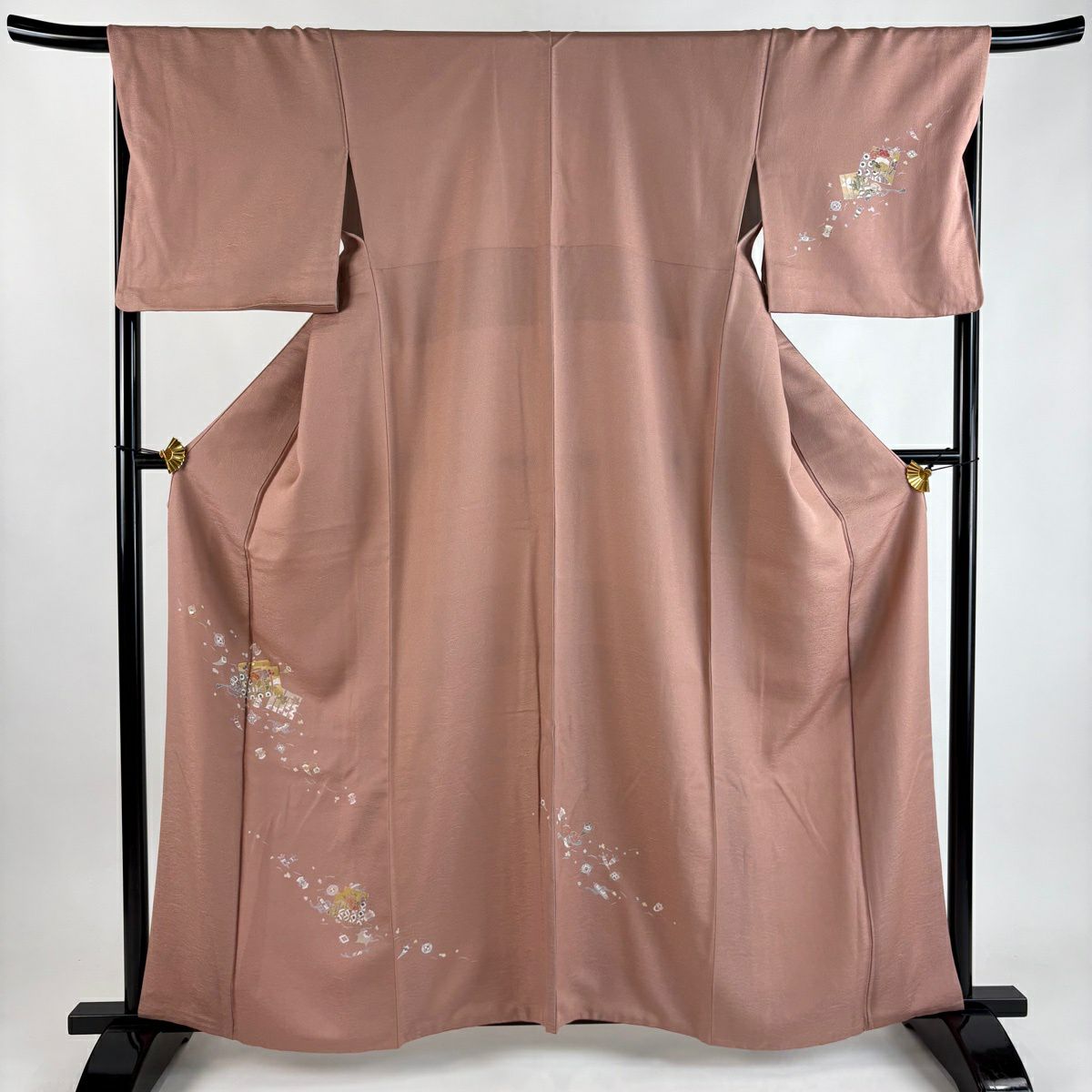 付下 身長161.5cm 袖長68.5cm L 雙層 源氏香 寶盡 金絲 金絲 淺小豆 純蠶絲 優品級