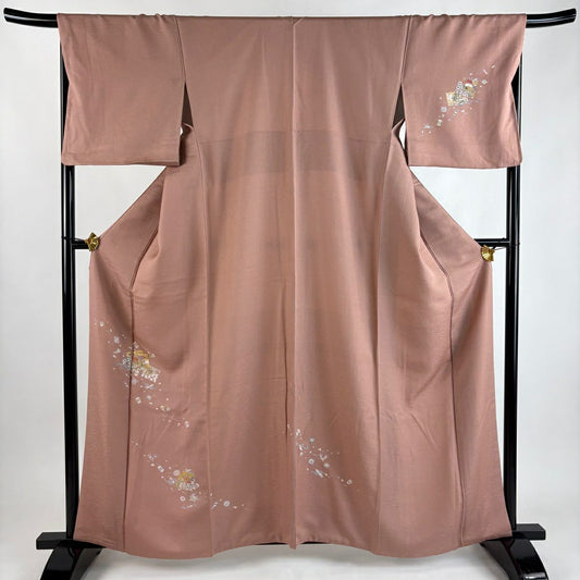 付下 身長161.5cm 袖長68.5cm L 雙層 源氏香 寶盡 金絲 金絲 淺小豆 純蠶絲 優品級