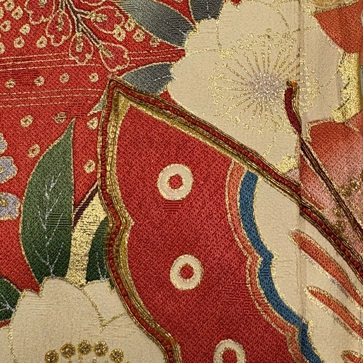振袖禮服 身長160.5cm 袖長62.5cm S 雙層 蝶 櫻花 金絲 金銀彩 鮭粉色 純蠶絲 秀品級