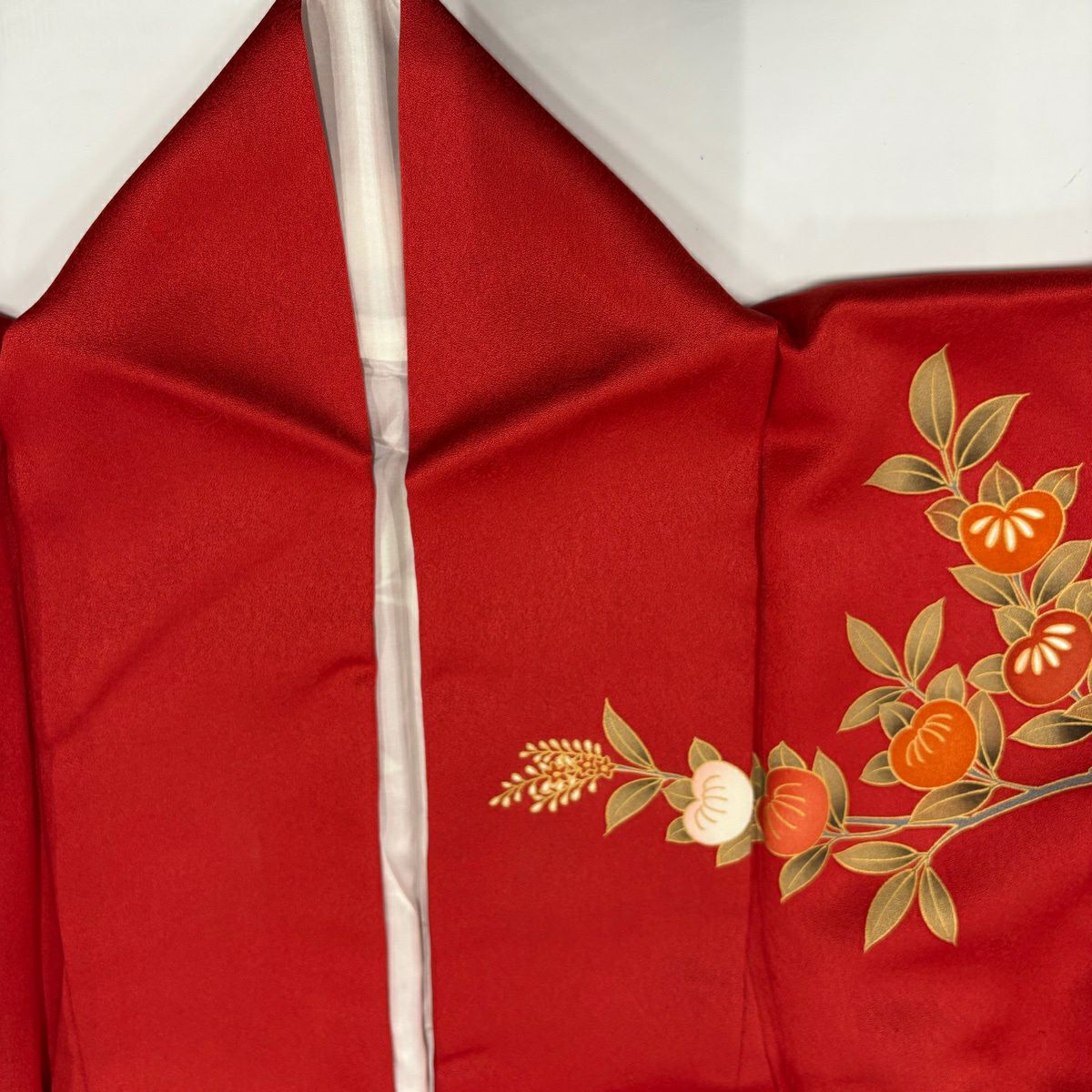 【美品】振袖禮服 身長156.5cm 袖長63.5cm S 雙層 花丸紋 蝶 金絲 金銀彩 紅 純蠶絲 秀品級
