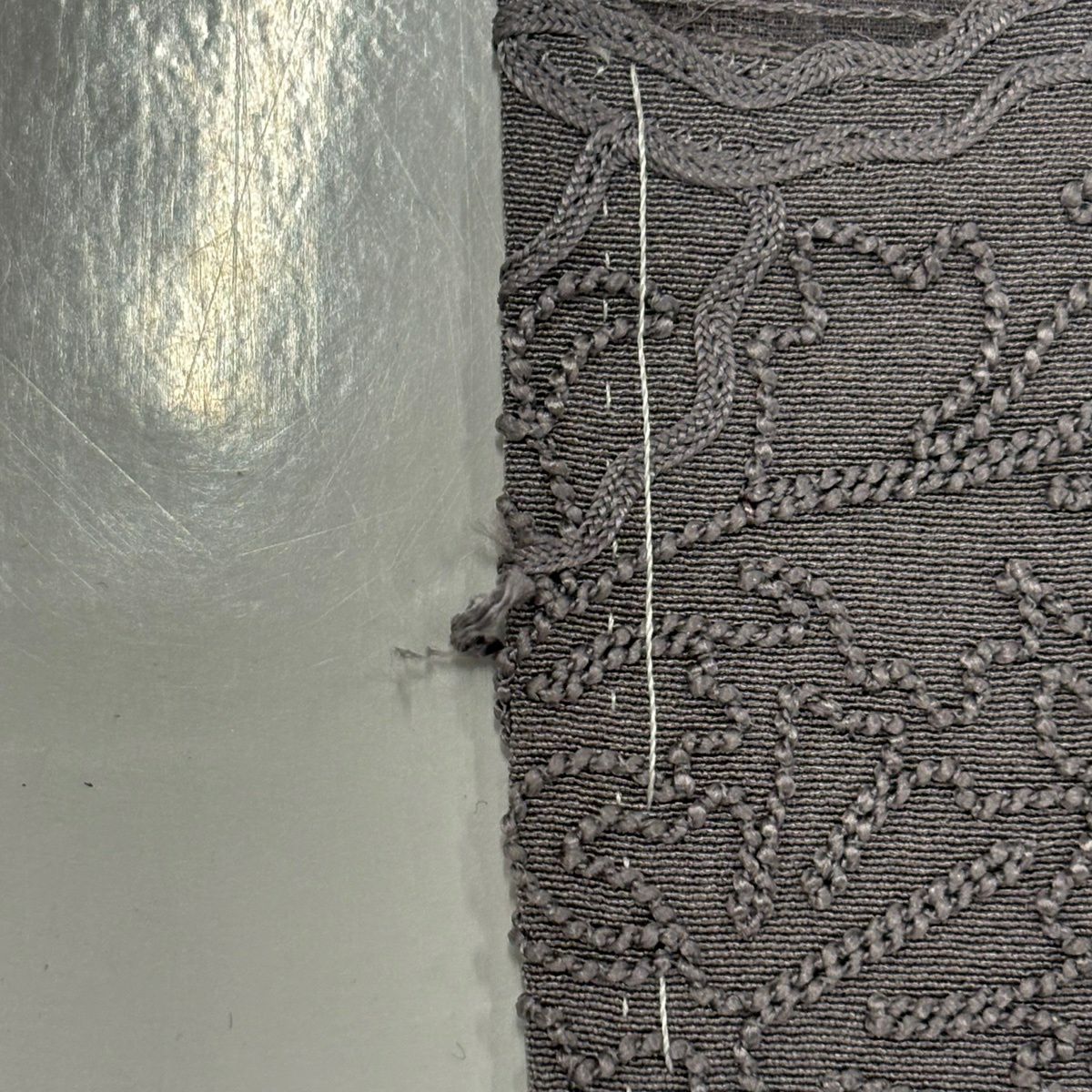 付下 身長154cm 袖長61.5cm S 雙層 草花紋紋 刺繡 漸層 灰紫 純蠶絲 優品級