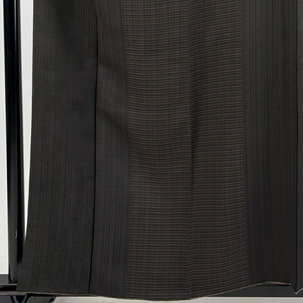 小紋 身長159.5cm 袖長64cm M 雙層 縞 焦茶 純蠶絲 秀品級