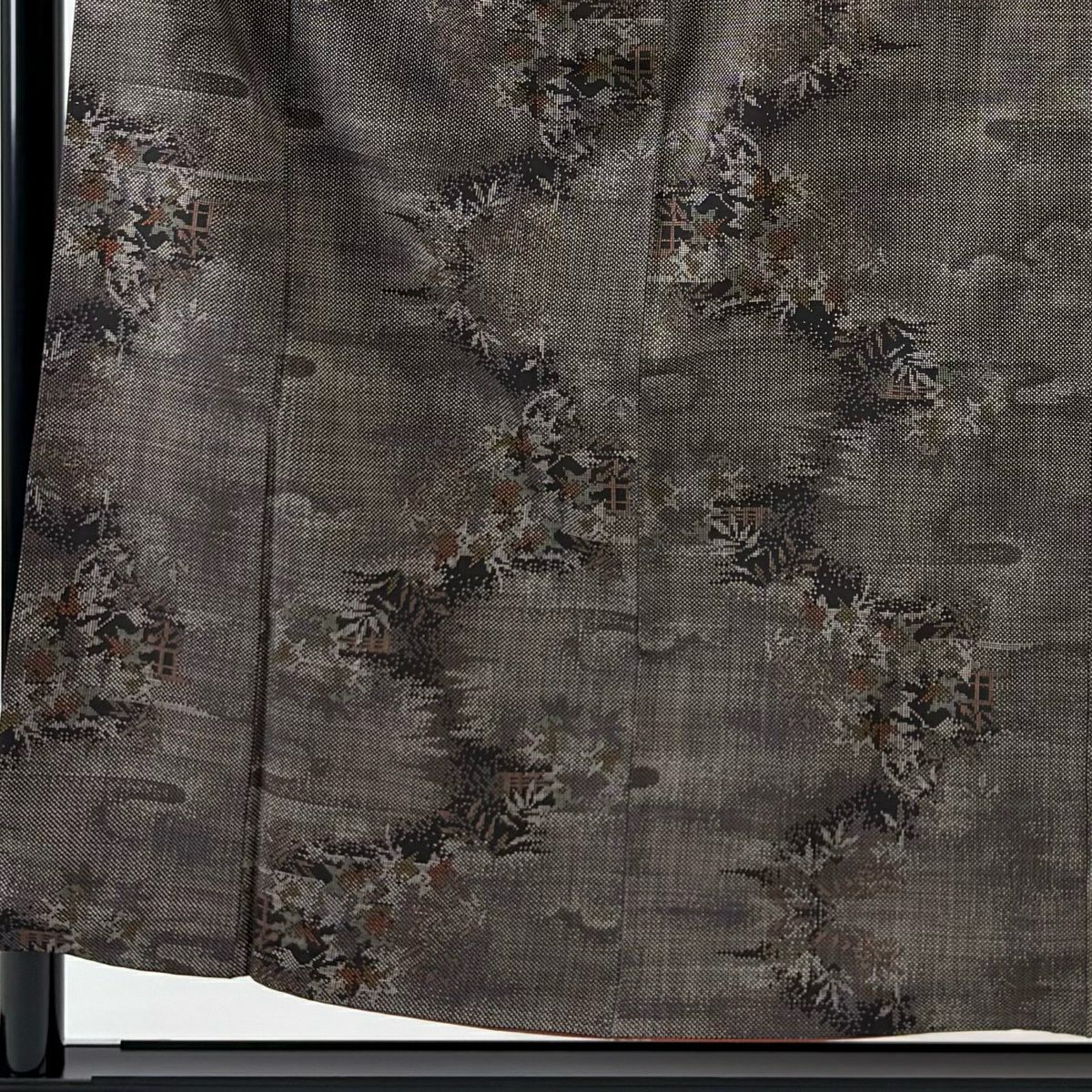【美品】 大島織 身長155.5cm 袖長62cm S 雙層 純泥染 證書附帶 霞 葉 焦茶 正蠶絲 優品級