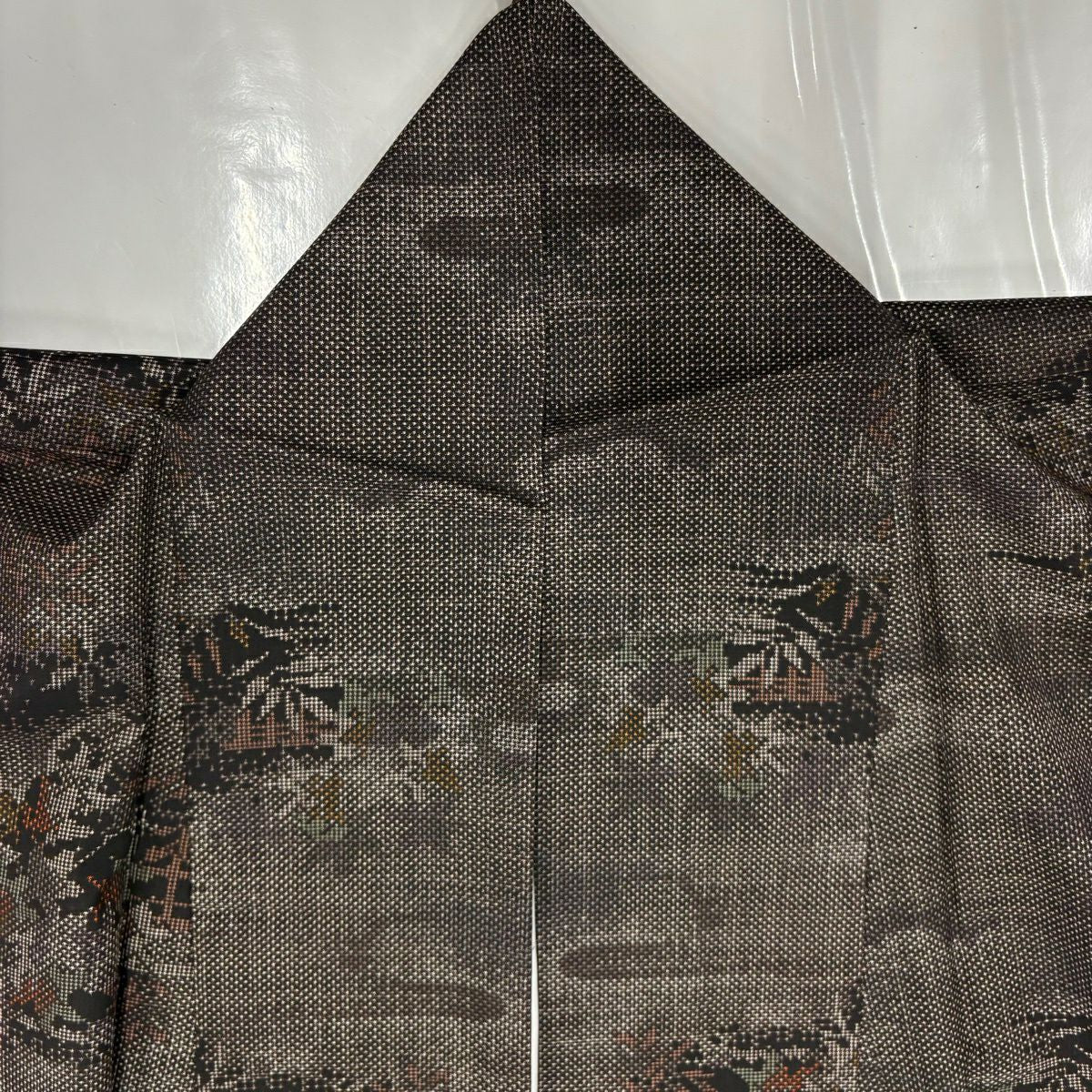 【美品】 大島織 身長155.5cm 袖長62cm S 雙層 純泥染 證書附帶 霞 葉 焦茶 正蠶絲 優品級