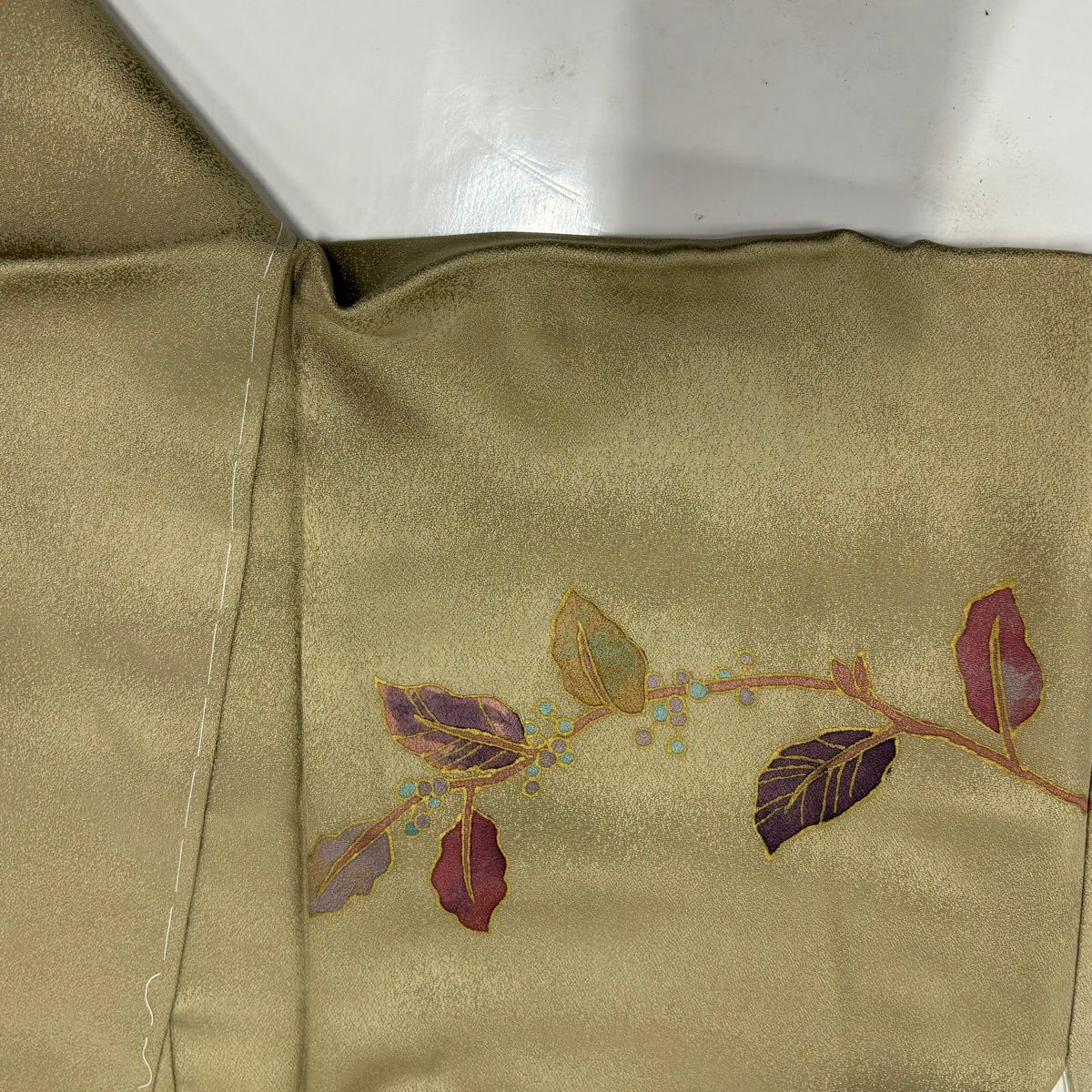 【美品】訪問服 身長163cm 袖長63.5cm S 雙層 落款あり 葉與實 逐漸染 薄茶 純蠶絲 秀品級