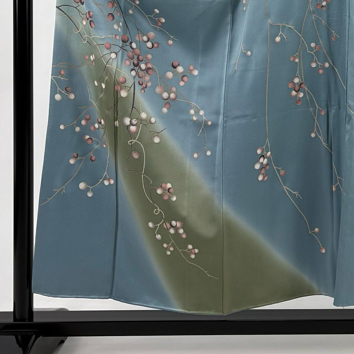 【美品】訪問服 身長155.5cm 袖長63cm S 雙層 實刺繡 金彩裝飾 水色 純蠶絲 秀品級