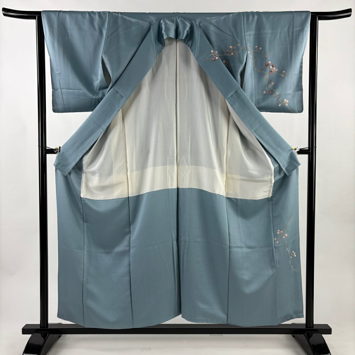 【美品】訪問服 身長155.5cm 袖長63cm S 雙層 實刺繡 金彩裝飾 水色 純蠶絲 秀品級