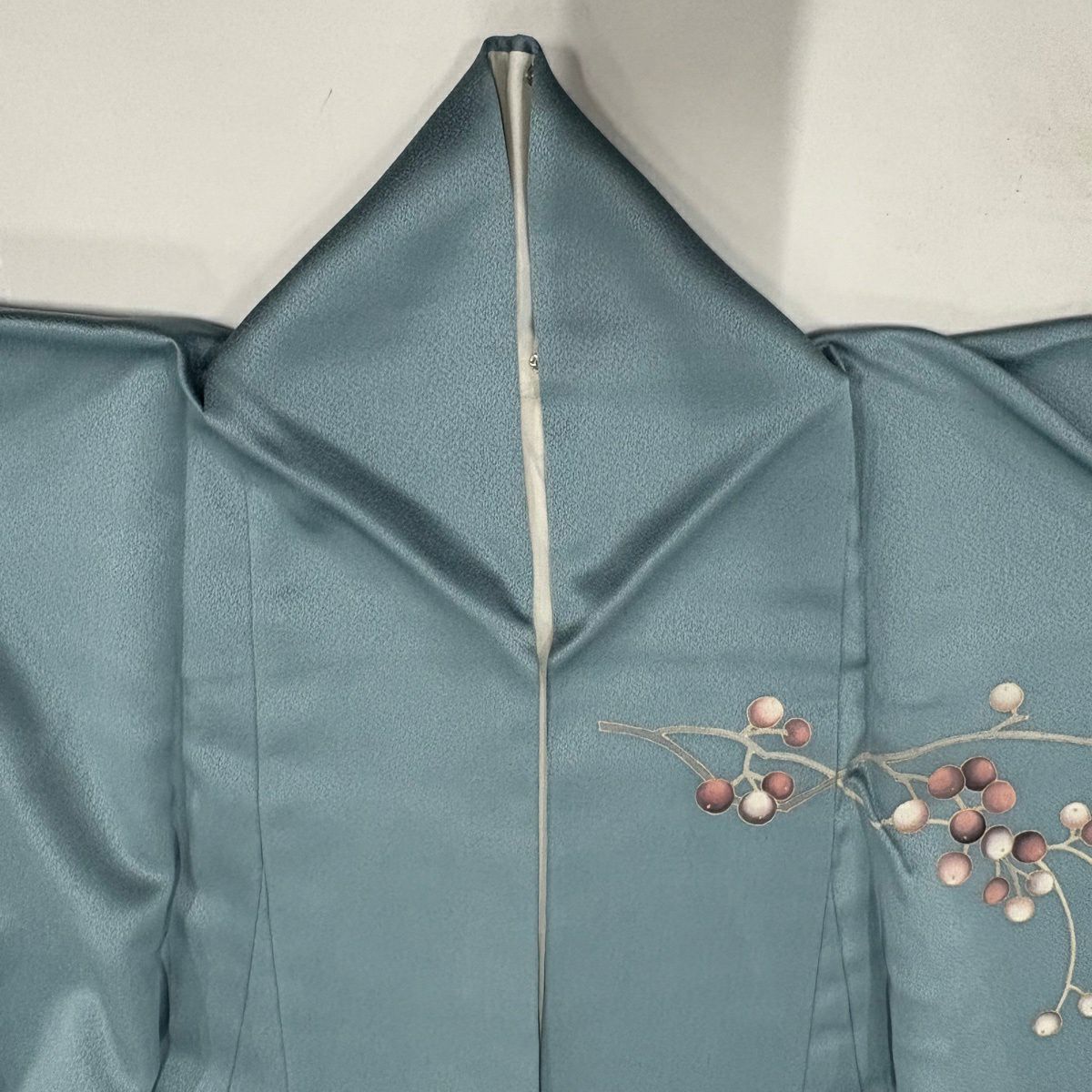 【美品】訪問服 身長155.5cm 袖長63cm S 雙層 實刺繡 金彩裝飾 水色 純蠶絲 秀品級