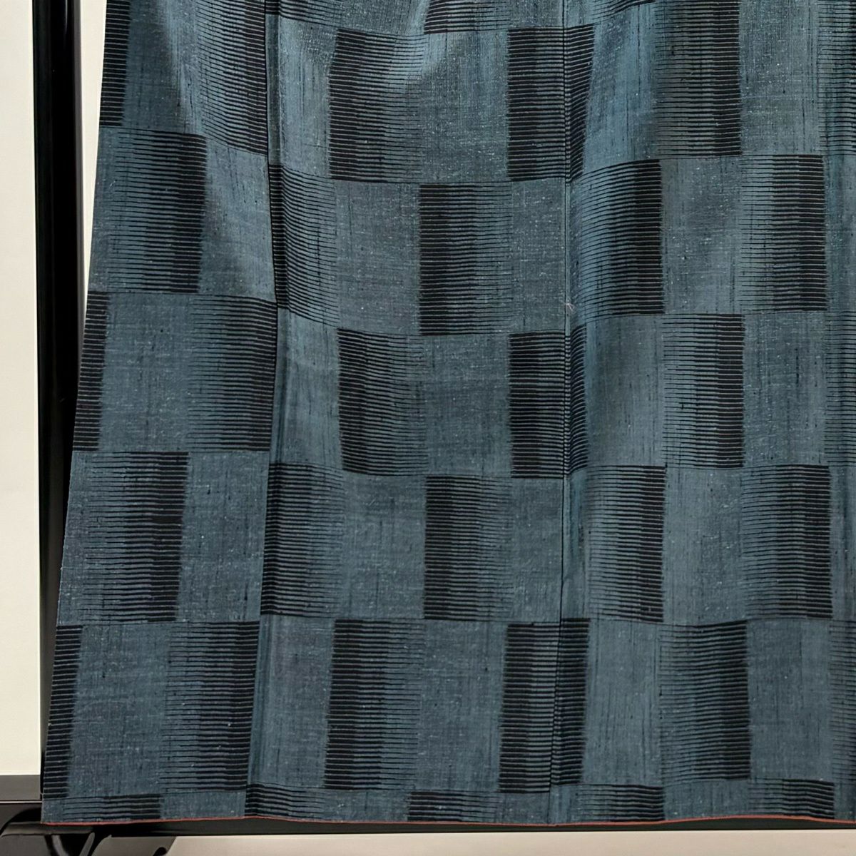 【美品】 紬織 身長160.5cm 袖長65.5cm M 雙層 變市松樹 青灰 純蠶絲 秀品級