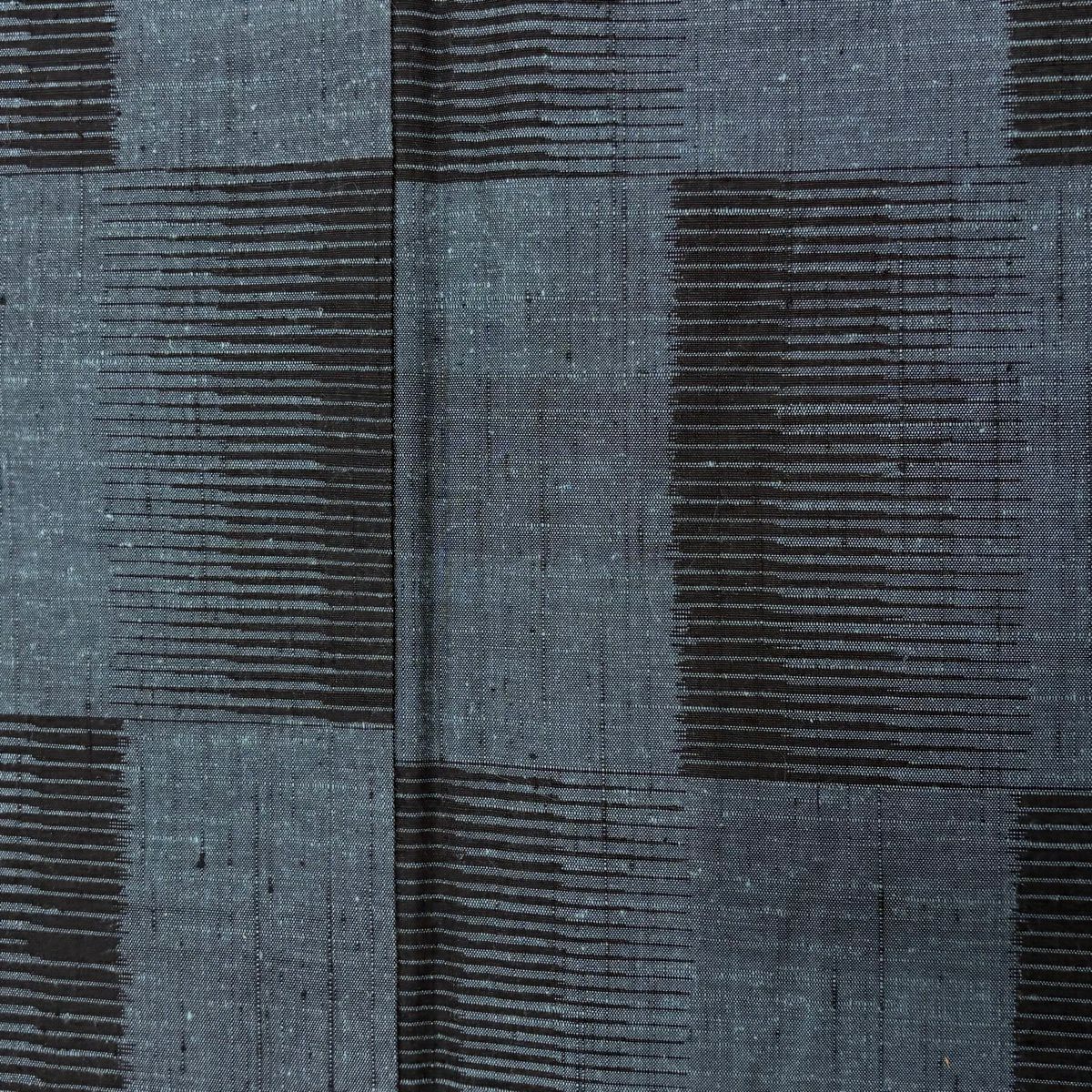 【美品】 紬織 身長160.5cm 袖長65.5cm M 雙層 變市松樹 青灰 純蠶絲 秀品級