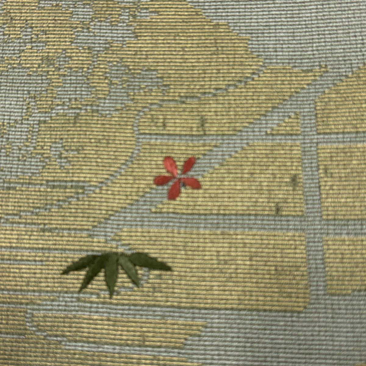 付下 身長153.5cm 袖長63cm S 雙層 寶盡くし 刺繡 金彩裝飾 茶綠 純蠶絲 優品級