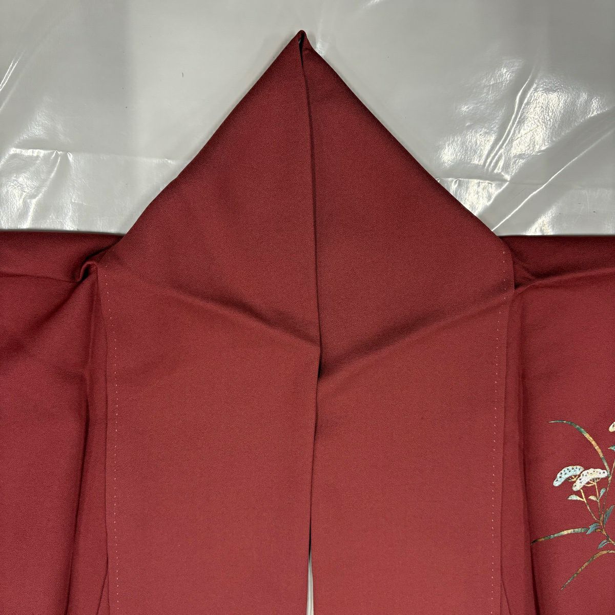 付下 身長166cm 袖長67.5cm L 雙層 器物 女郎花 金銀彩 漸層 茜 純蠶絲 優品級