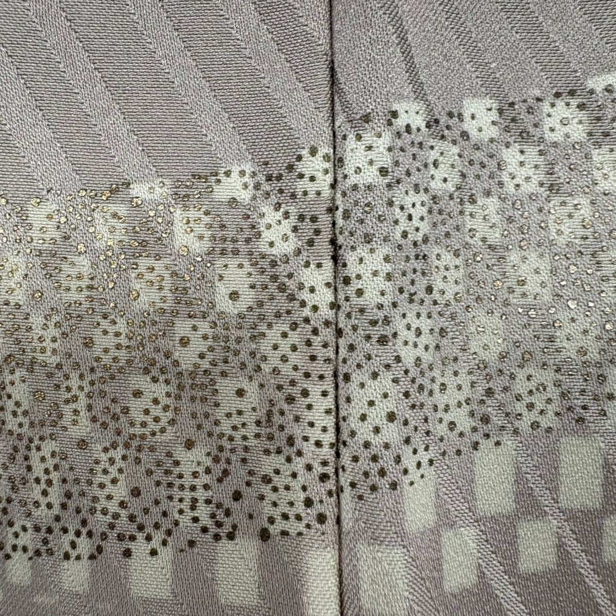 訪問服 身長157cm 袖長64cm M 雙層 草花紋紋 疋田刺繡 金銀彩 灰紫 純蠶絲 秀品級