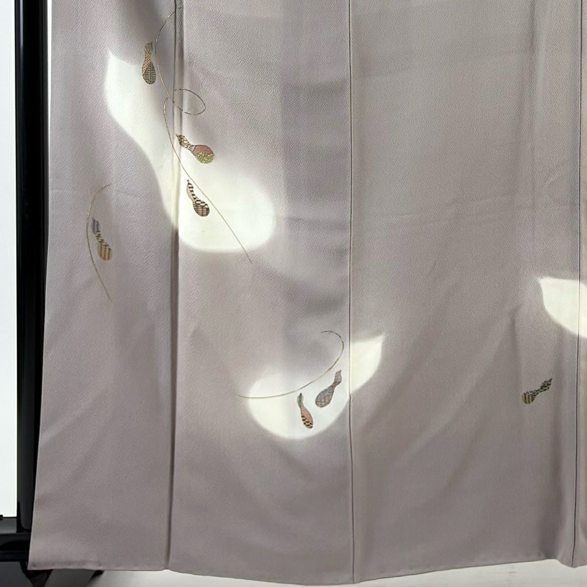 付下 身長164.5cm 袖長67.5cm L 雙層 瓢蟲刺繡 金絲 灰紫 純蠶絲 秀品級