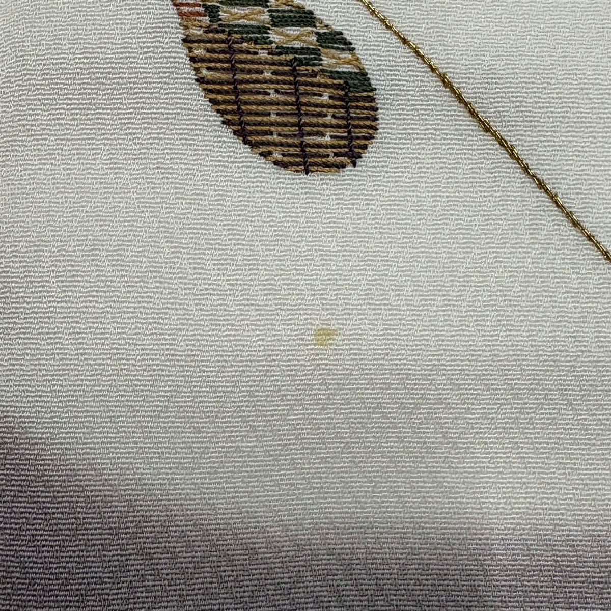 付下 身長164.5cm 袖長67.5cm L 雙層 瓢蟲刺繡 金絲 灰紫 純蠶絲 秀品級