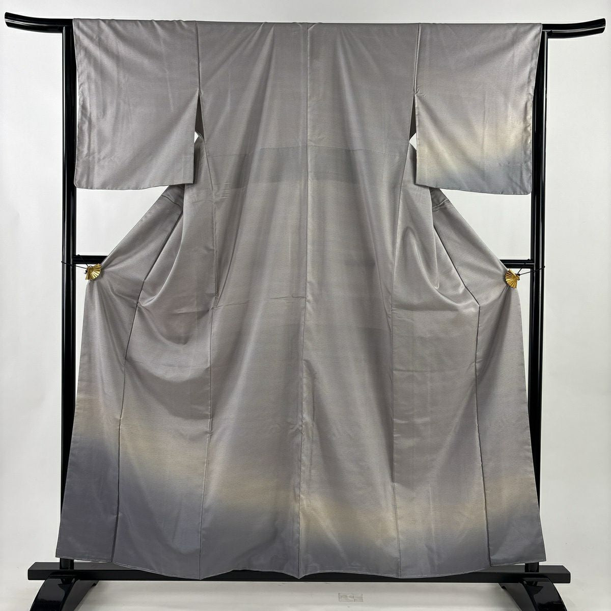 【美品】 付下 身長158.5cm 袖長64cm M 雙層 紬織織 裾暈染 灰紫 純蠶絲 秀品級